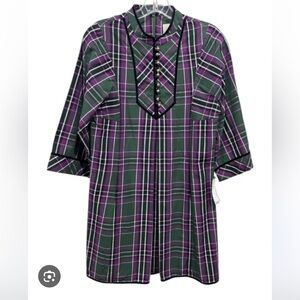 Tuckernuck mini dress in green and purple plaid | Sz L